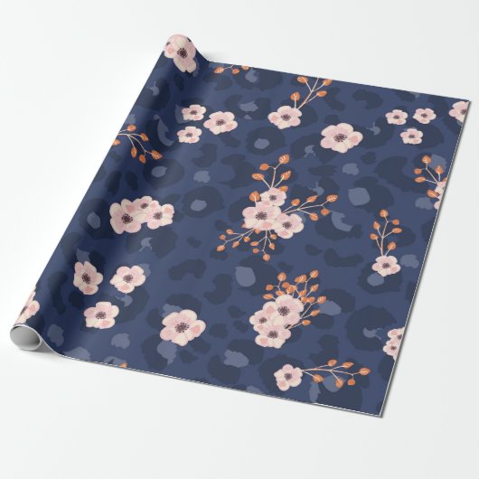 Seamless pattern with leopard skin and pink small  cadeaupapier (Uitgerold)