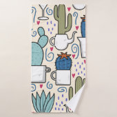 Seamless pattern with llama, cactus hand drawn des badhanddoek (Badhanddoek)