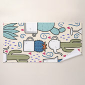 Seamless pattern with llama, cactus hand drawn des badhanddoek (Badhanddoek)