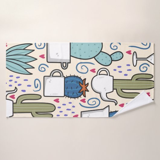 Seamless pattern with llama, cactus hand drawn des badhanddoek (Badhanddoek)