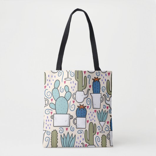 Seamless pattern with llama, cactus hand drawn des tote bag (Voorkant)