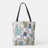 Seamless pattern with llama, cactus hand drawn des tote bag (Achterkant)
