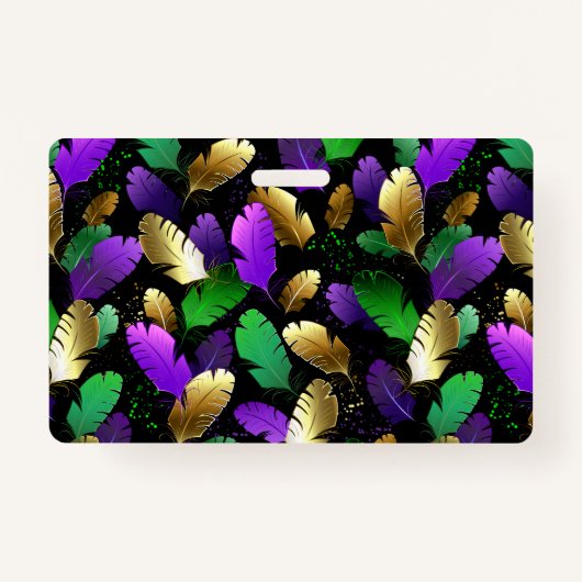 Seamless Pattern with Mardi Gras feathers Badge (Voorkant)