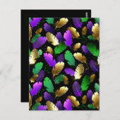 Seamless Pattern with Mardi Gras feathers Briefkaart (Voorkant / Achterkant)