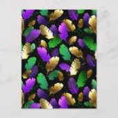 Seamless Pattern with Mardi Gras feathers Briefkaart (Voorkant)