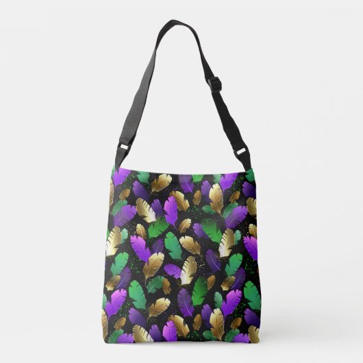 Seamless Pattern with Mardi Gras feathers Crossbody Tas (Achterkant)