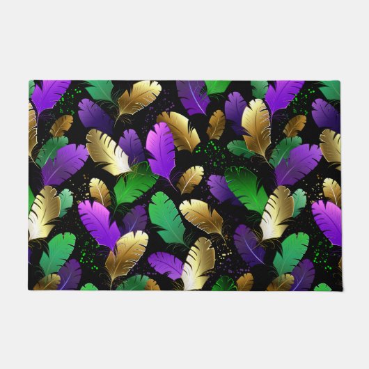 Seamless Pattern with Mardi Gras feathers Deurmat (Voorkant)