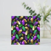 Seamless Pattern with Mardi Gras feathers Feestdagenkaart (Staand voorkant)
