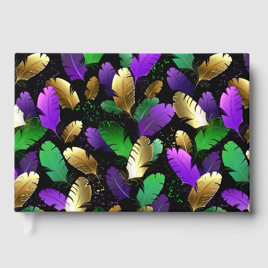 Seamless Pattern with Mardi Gras feathers Gastenboek (Voorkant)