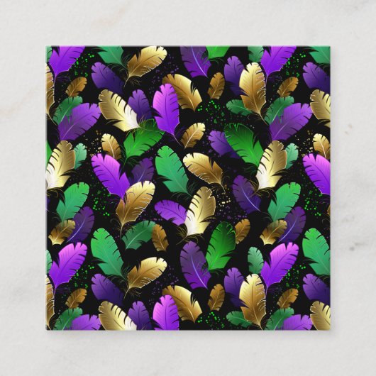 Seamless Pattern with Mardi Gras feathers Informatiekaartje (Voorkant)