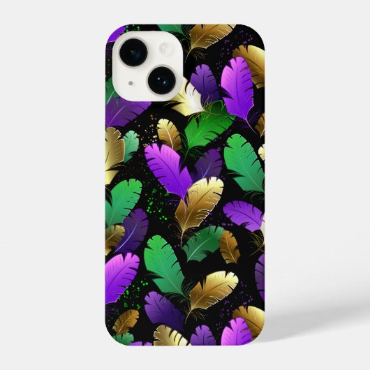 Seamless Pattern with Mardi Gras feathers iPhone Hoesje (Achterkant)