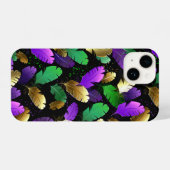 Seamless Pattern with Mardi Gras feathers iPhone Hoesje (Achterkant horizontaal)