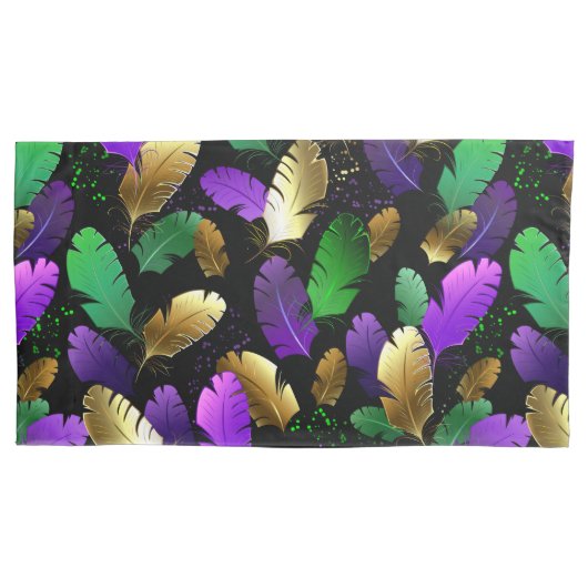 Seamless Pattern with Mardi Gras feathers Kussensloop (Voorkant-Links)