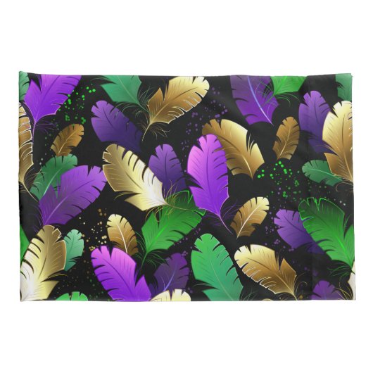 Seamless Pattern with Mardi Gras feathers Kussensloop (Achterkant-Rechts)