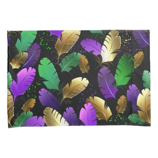 Seamless Pattern with Mardi Gras feathers Kussensloop (Voorkant-Rechts)