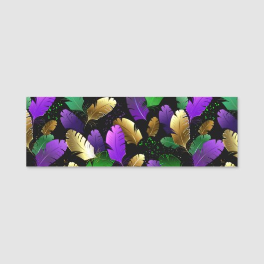 Seamless Pattern with Mardi Gras feathers Naamplaatje (Voorkant)