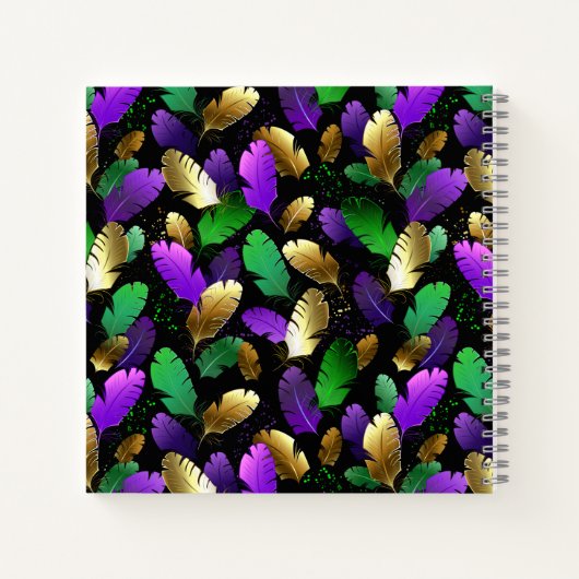 Seamless Pattern with Mardi Gras feathers Notitieboek (Achterkant)