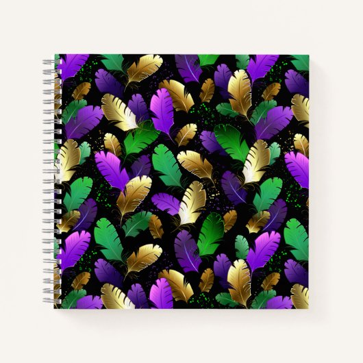 Seamless Pattern with Mardi Gras feathers Notitieboek (Voorkant)