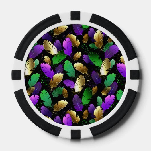 Seamless Pattern with Mardi Gras feathers Poker Chips (Voorkant)