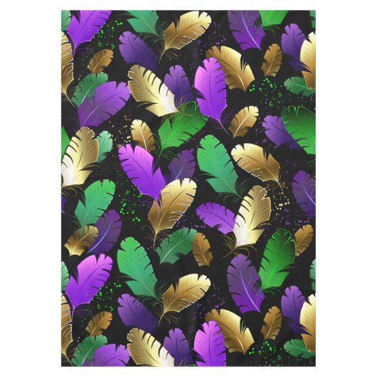 Seamless Pattern with Mardi Gras feathers Tafelkleed (Voorkant)