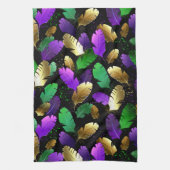 Seamless Pattern with Mardi Gras feathers Theedoek (Verticaal)