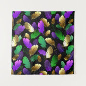 Seamless Pattern with Mardi Gras feathers Wandkleed (Voorkant)