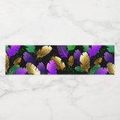 Seamless Pattern with Mardi Gras feathers Waterfles Etiket (Enkel label)