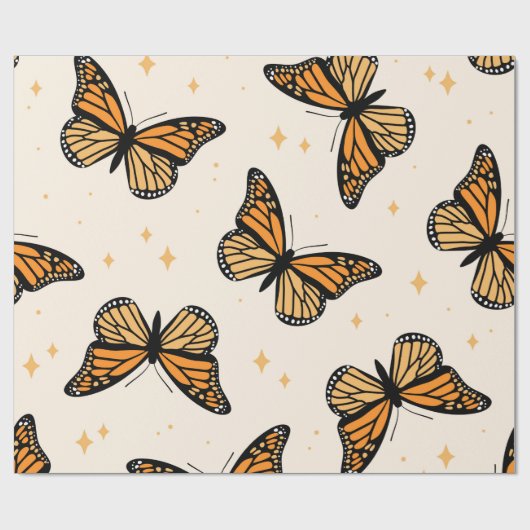 Seamless pattern with monarch butterflies. Contemp Cadeaupapier (Vlak)