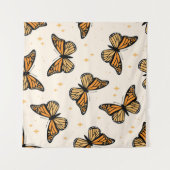 Seamless pattern with monarch butterflies. Contemp Wandkleed (Voorkant (horizontaal))