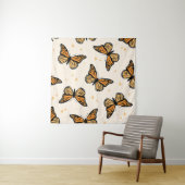 Seamless pattern with monarch butterflies. Contemp Wandkleed (In situ)