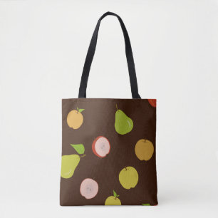 Seamless pattern with multi-colored apples and pea tote bag