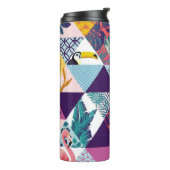 seamless pattern with Parrot, Toucans, Hummingbird Thermosbeker (Gedraaid links)