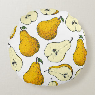 Seamless pattern with pear. Hand drawn pattern bac Rond Kussen