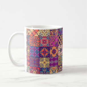 Seamless pattern with portuguese tiles in talavera koffiemok