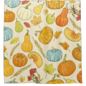 Seamless pattern with pumpkins, autumn leaves, app douchegordijn (Voorkant)