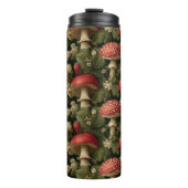 Seamless Pattern with Red Fly Agaric and Flowers Thermosbeker (Voorkant)