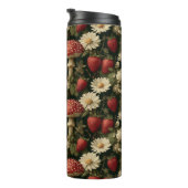 Seamless Pattern with Red Fly Agaric and Flowers Thermosbeker (Geroteerd rechts)