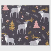 seamless pattern with reindeer, fir trees and sno cadeaupapier (Vlak)