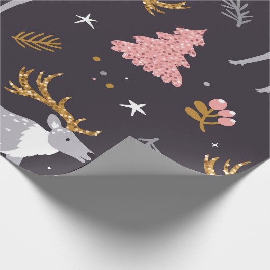 seamless pattern with reindeer, fir trees and sno cadeaupapier (Hoek)