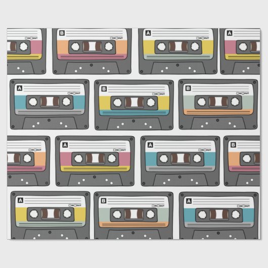 Seamless pattern with retro cassette tapes in dood cadeaupapier (Vlak)