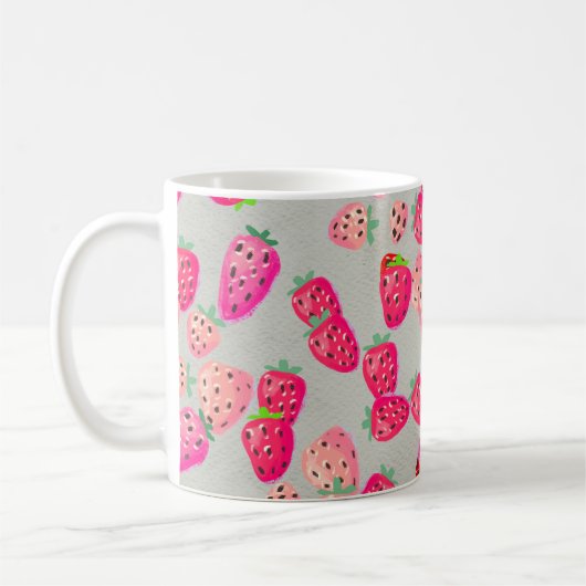 Seamless pattern with ripe strawberry. Hand drawn Koffiemok (Links)