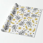 Seamless pattern with snowflakes and fir branches. cadeaupapier (Uitgerold)