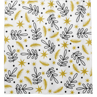 Seamless pattern with snowflakes and fir branches. douchegordijn