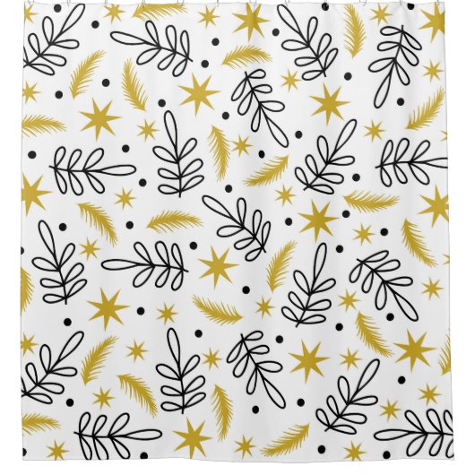 Seamless pattern with snowflakes and fir branches. douchegordijn (Voorkant)