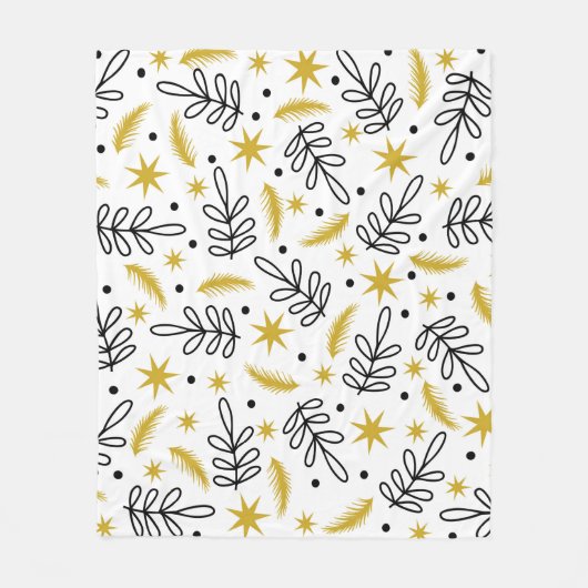 Seamless pattern with snowflakes and fir branches. fleece deken (Voorkant)
