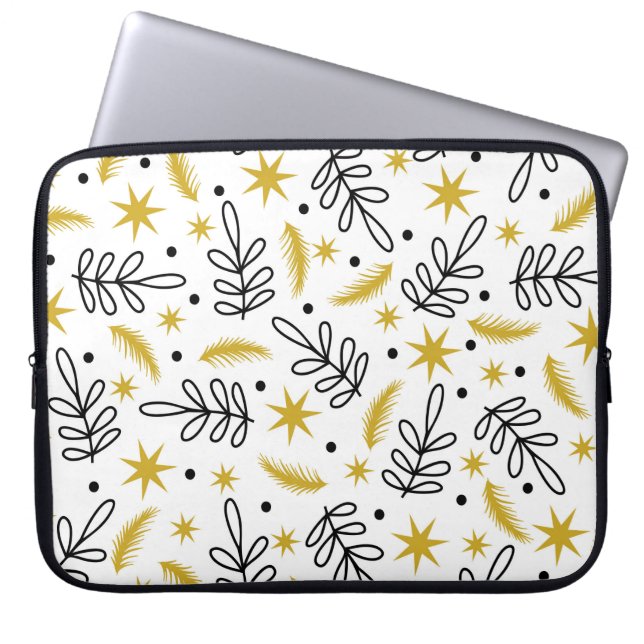 Seamless pattern with snowflakes and fir branches. laptop sleeve (Voorkant)