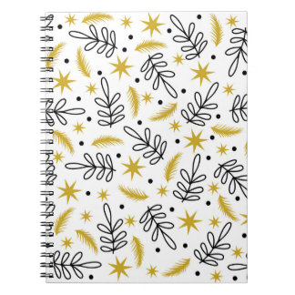 Seamless pattern with snowflakes and fir branches. notitieboek