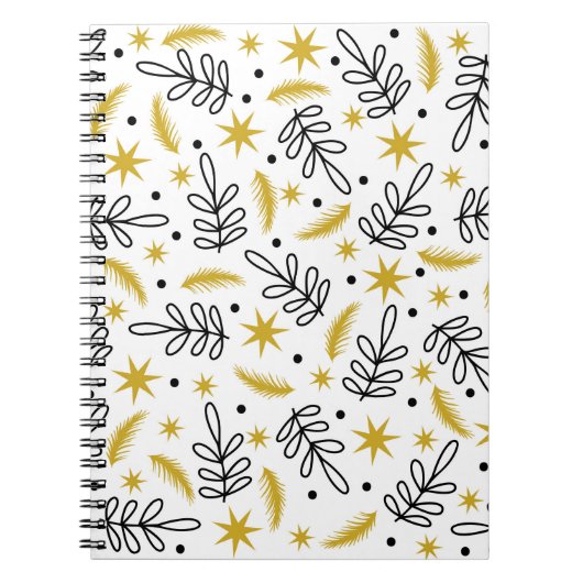 Seamless pattern with snowflakes and fir branches. notitieboek (Voorkant)