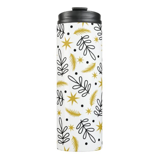 Seamless pattern with snowflakes and fir branches. thermosbeker (Voorkant)
