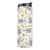 Seamless pattern with snowflakes and fir branches. thermosbeker (Gedraaid links)